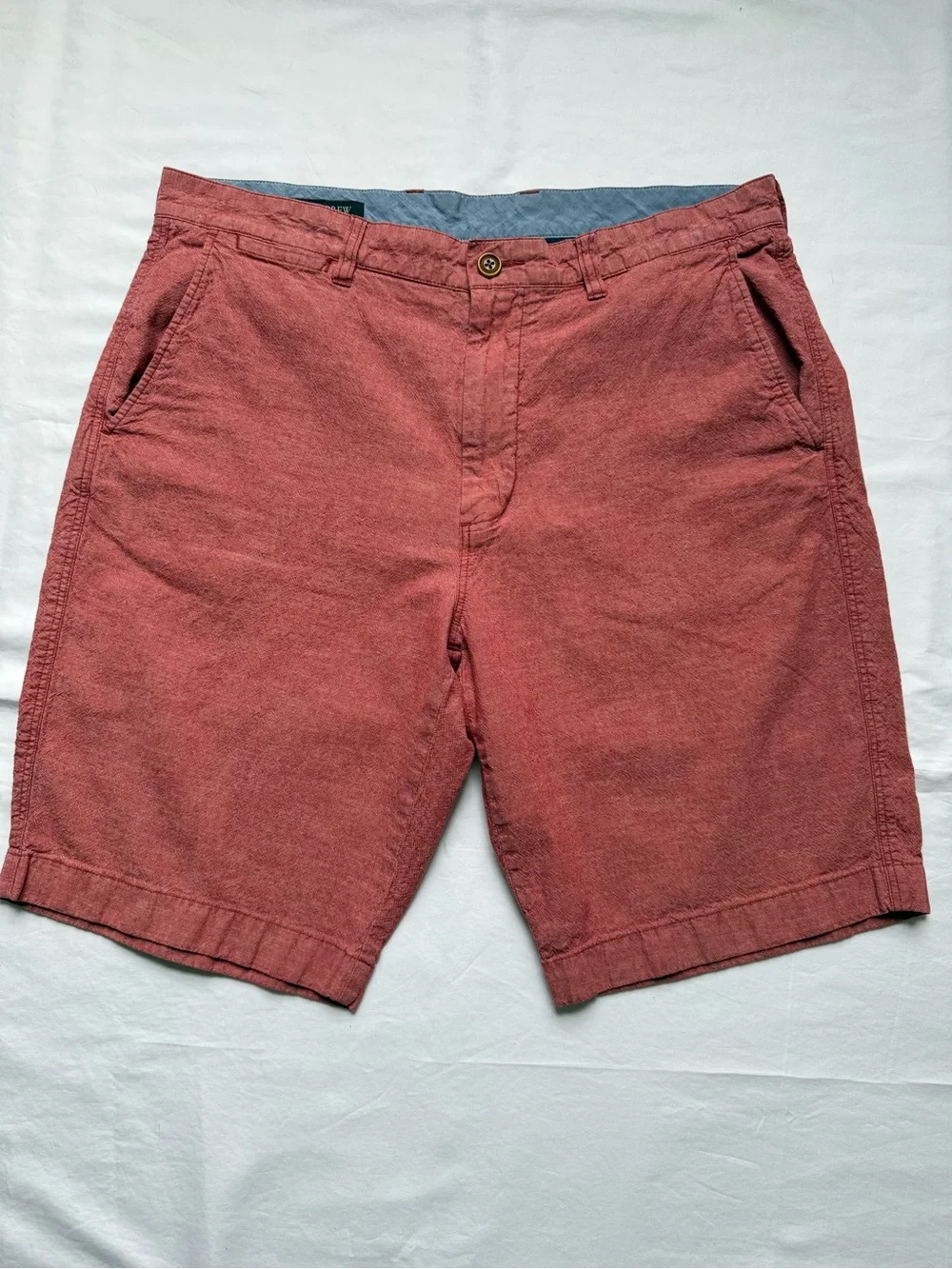 J. Crew Men's Washed Brick Red Flat-Front Cotton Shorts